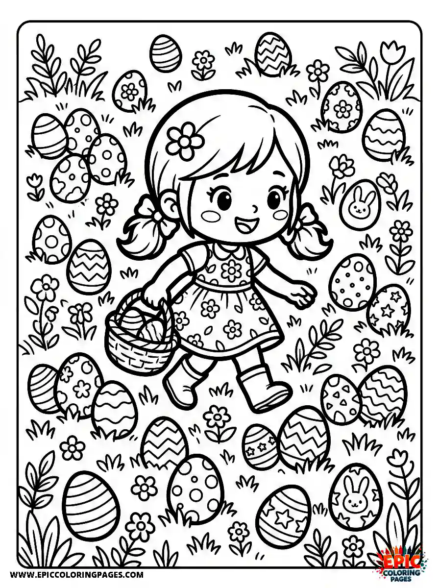 Chibi Girl Happy chibi girl hunting for easter eggs
