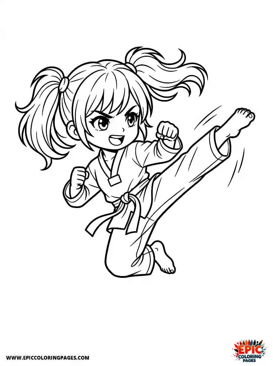 Chibi Girl Happy chibi girl practicing self defense martial arts