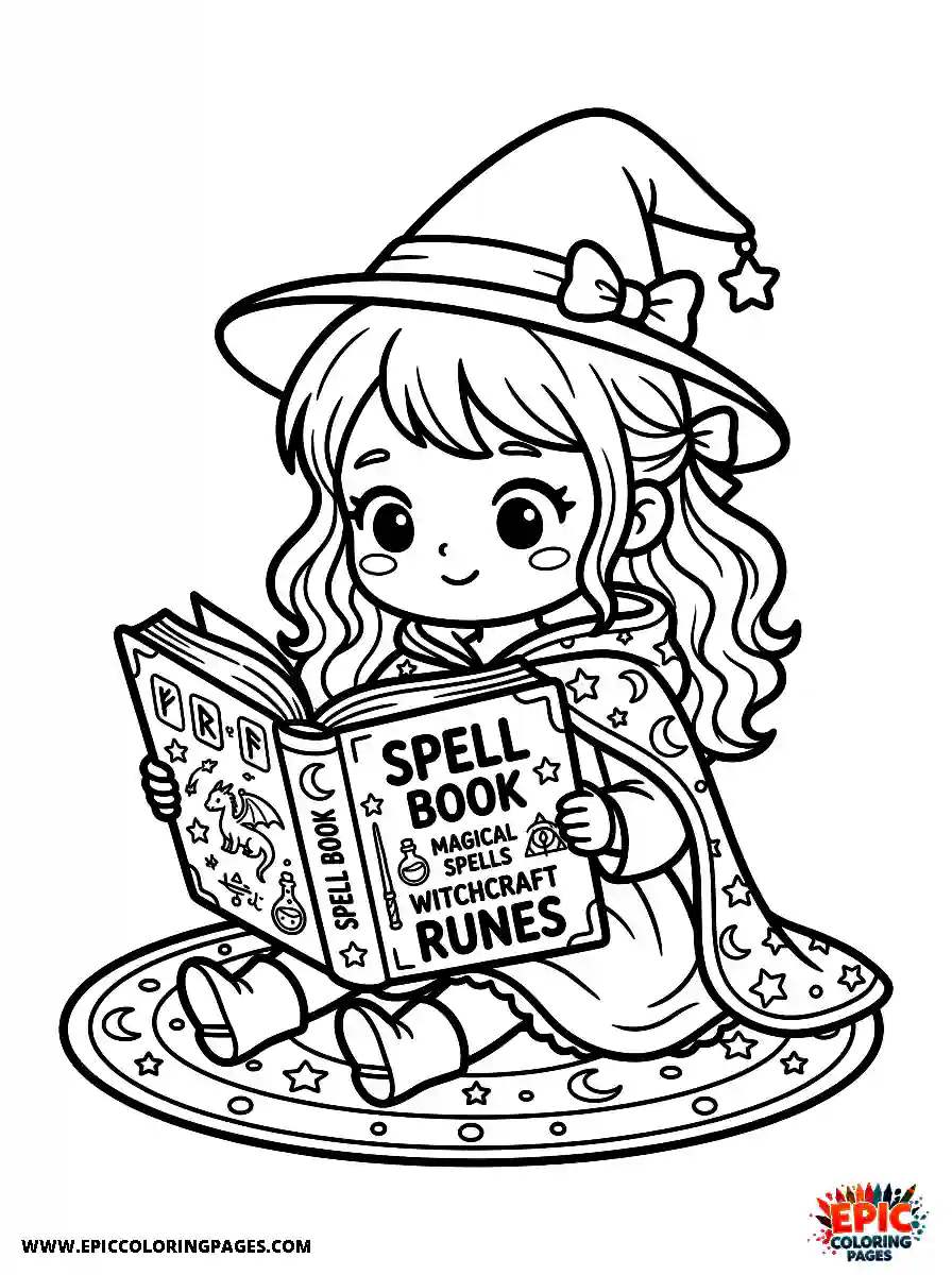 Chibi Girl Happy chibi girl reading a magic spell book
