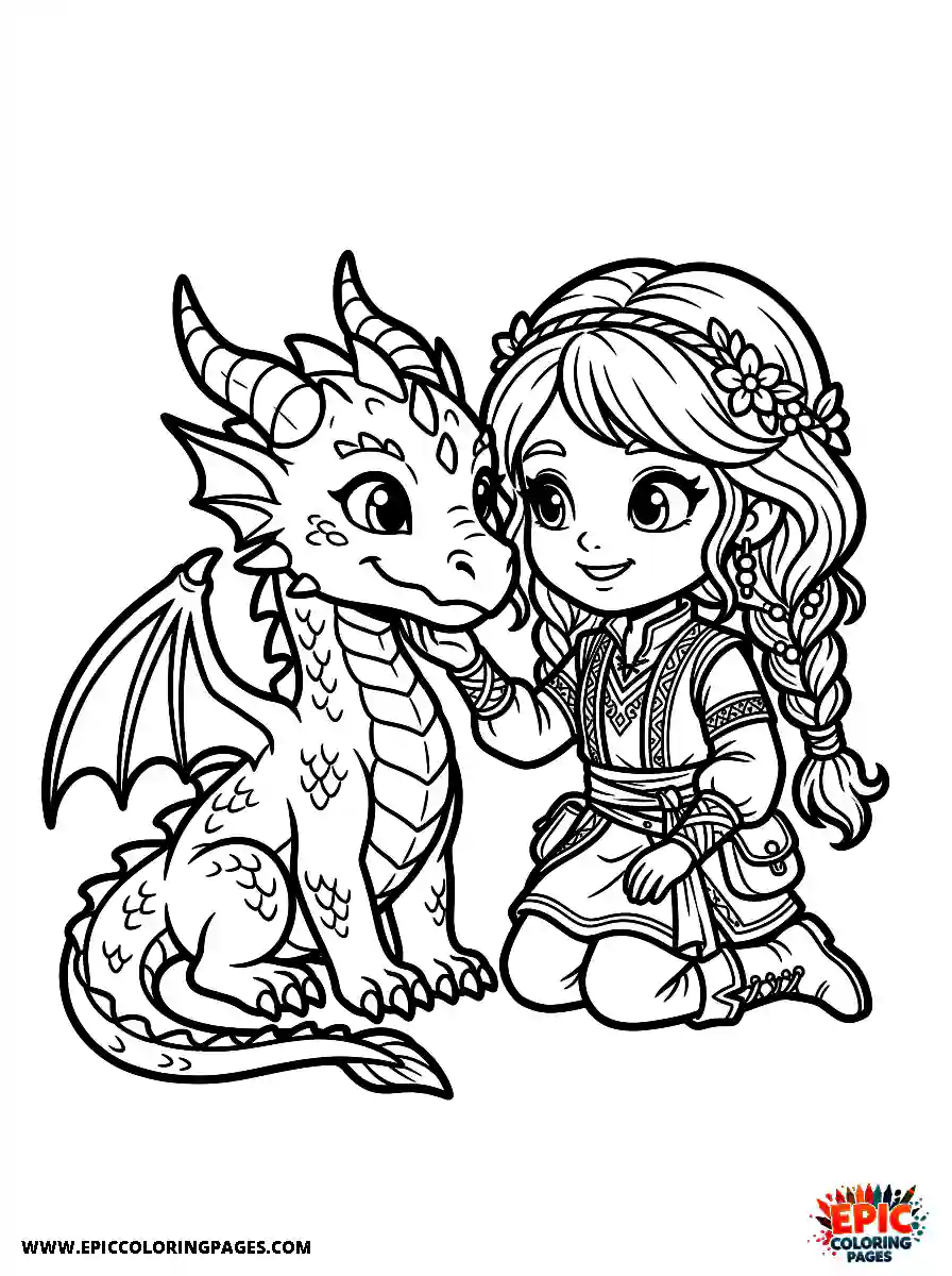 Chibi Girl Happy chibi girl training a large mythical beast