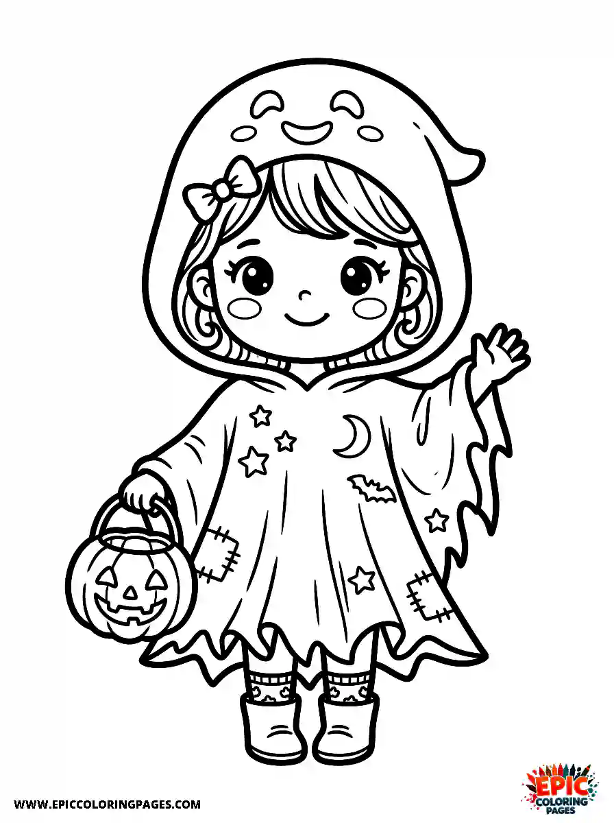 Chibi Girl Happy chibi girl wearing a spooky ghost costume