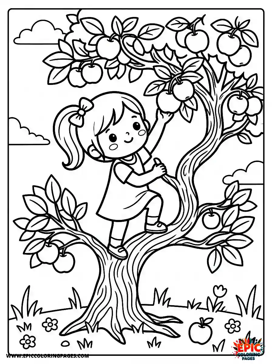 Kawaii Girl A kawaii girl climbing onto a tree branch
