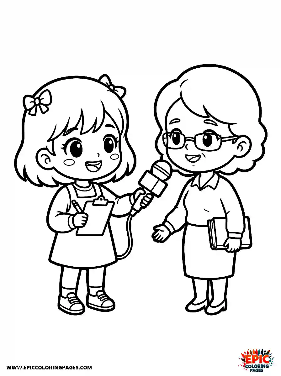 Chibi Girl Playful chibi girl acting as a reporter during an interview