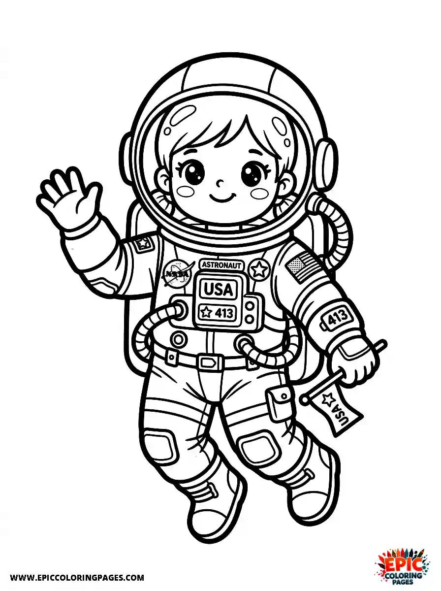 Chibi Girl Playful chibi girl astronaut in a space suit