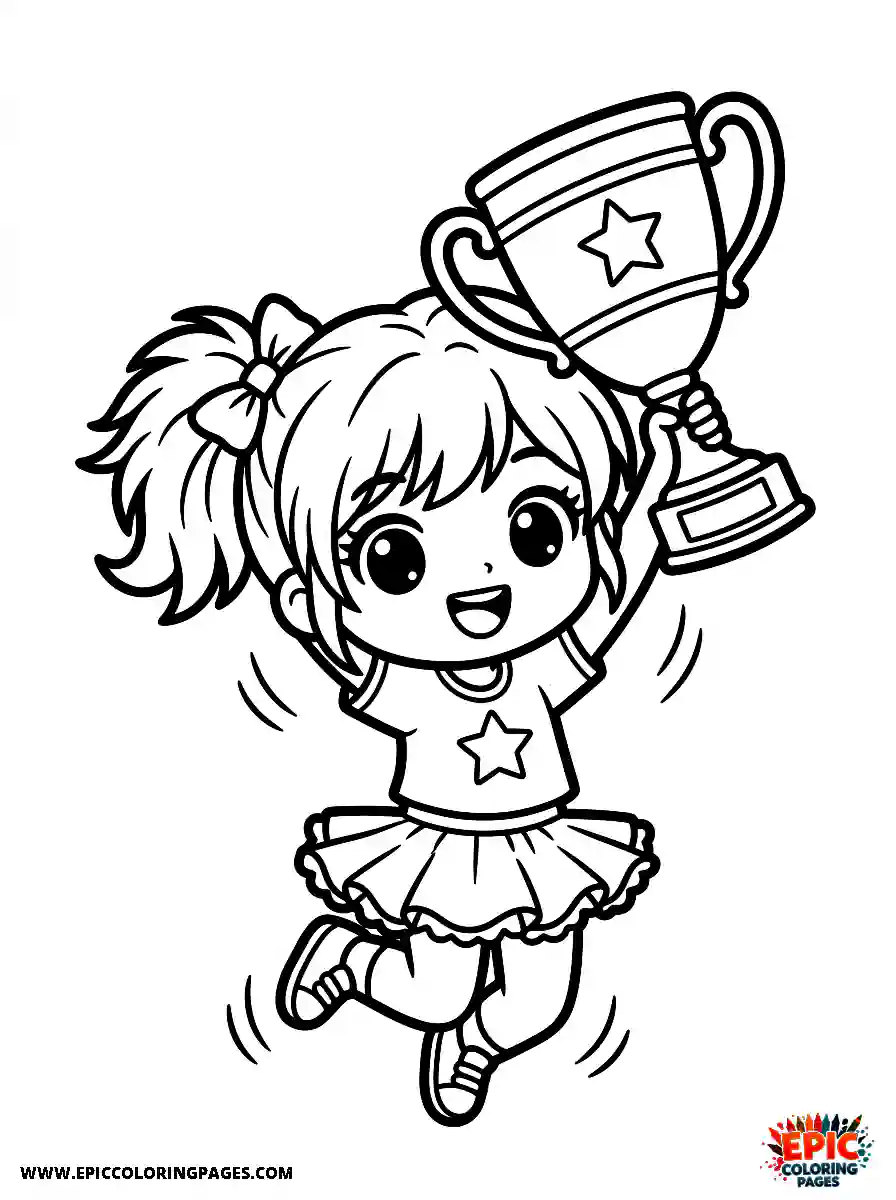 Chibi Girl Playful chibi girl celebrating a victory with a golden cup