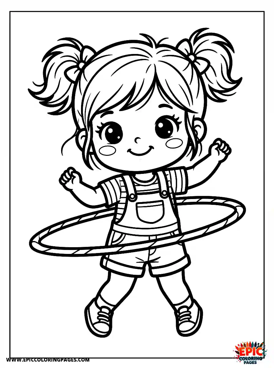 Chibi Girl Playful chibi girl playing with a hula hoop