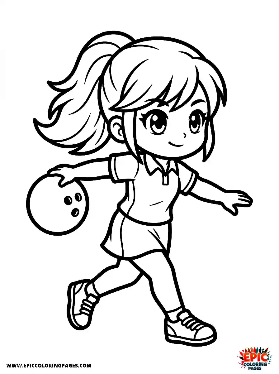 Chibi Girl Playful chibi girl throwing a bowling ball down the lane