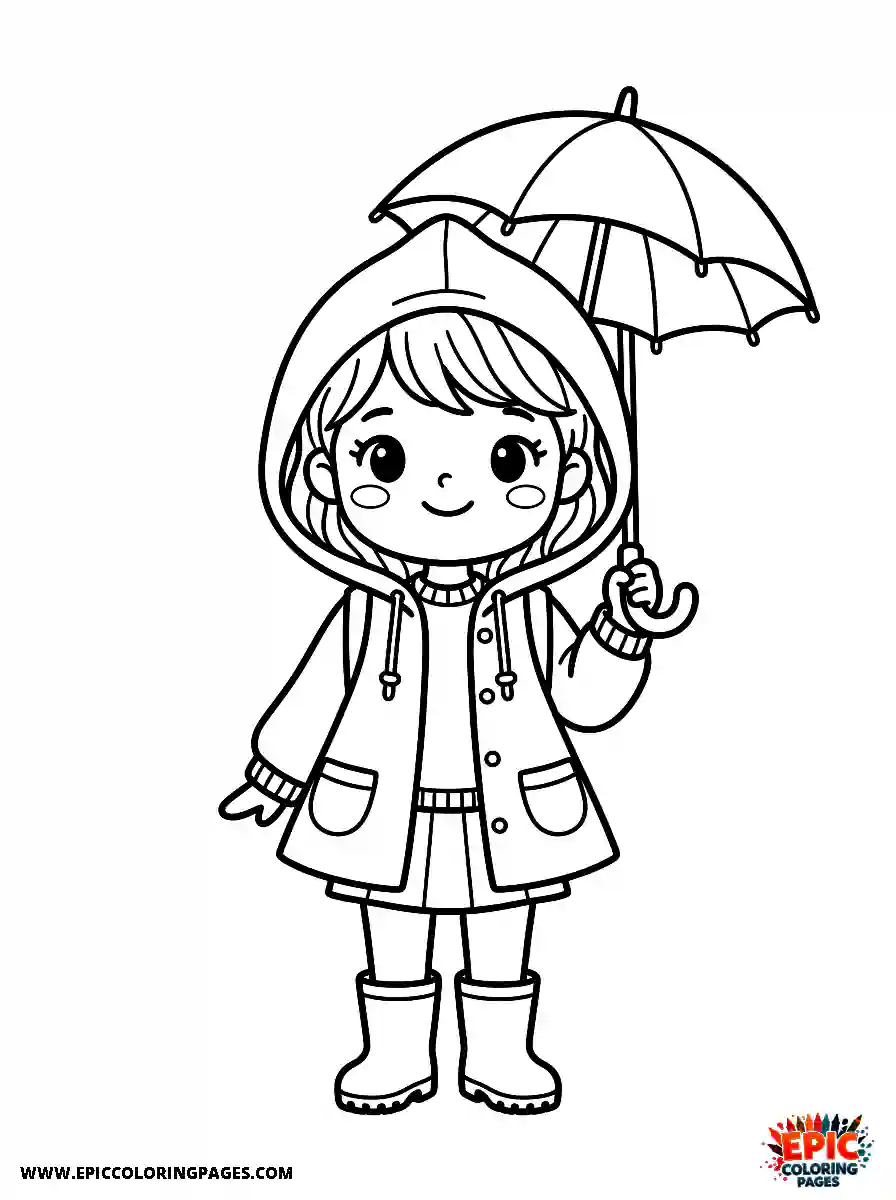 Chibi Girl Playful chibi girl wearing a yellow raincoat