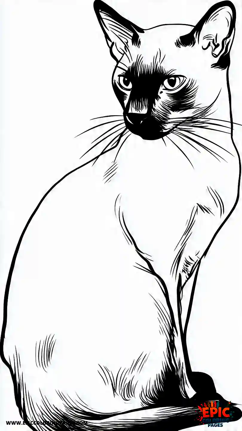 Siamese Cat A Siamese anime elegant cat facing forward.