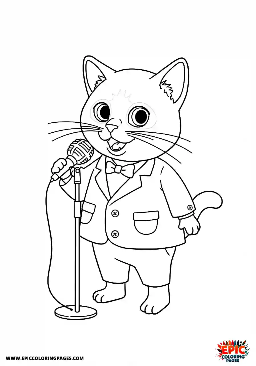 Siamese Cat The Siamese cartoon singer cat performing.