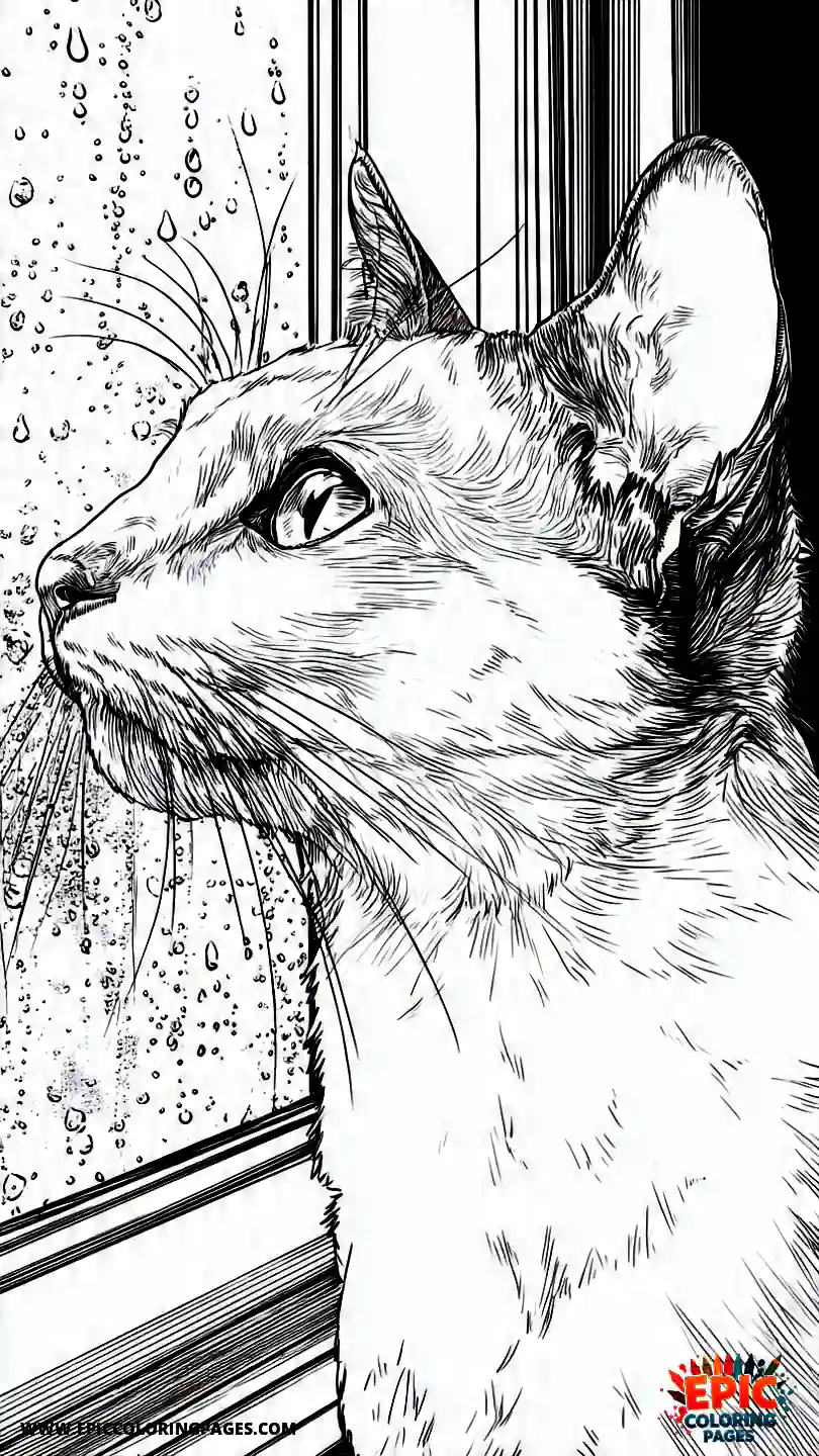 Siamese Cat The Siamese cat gazing through a rainy window.