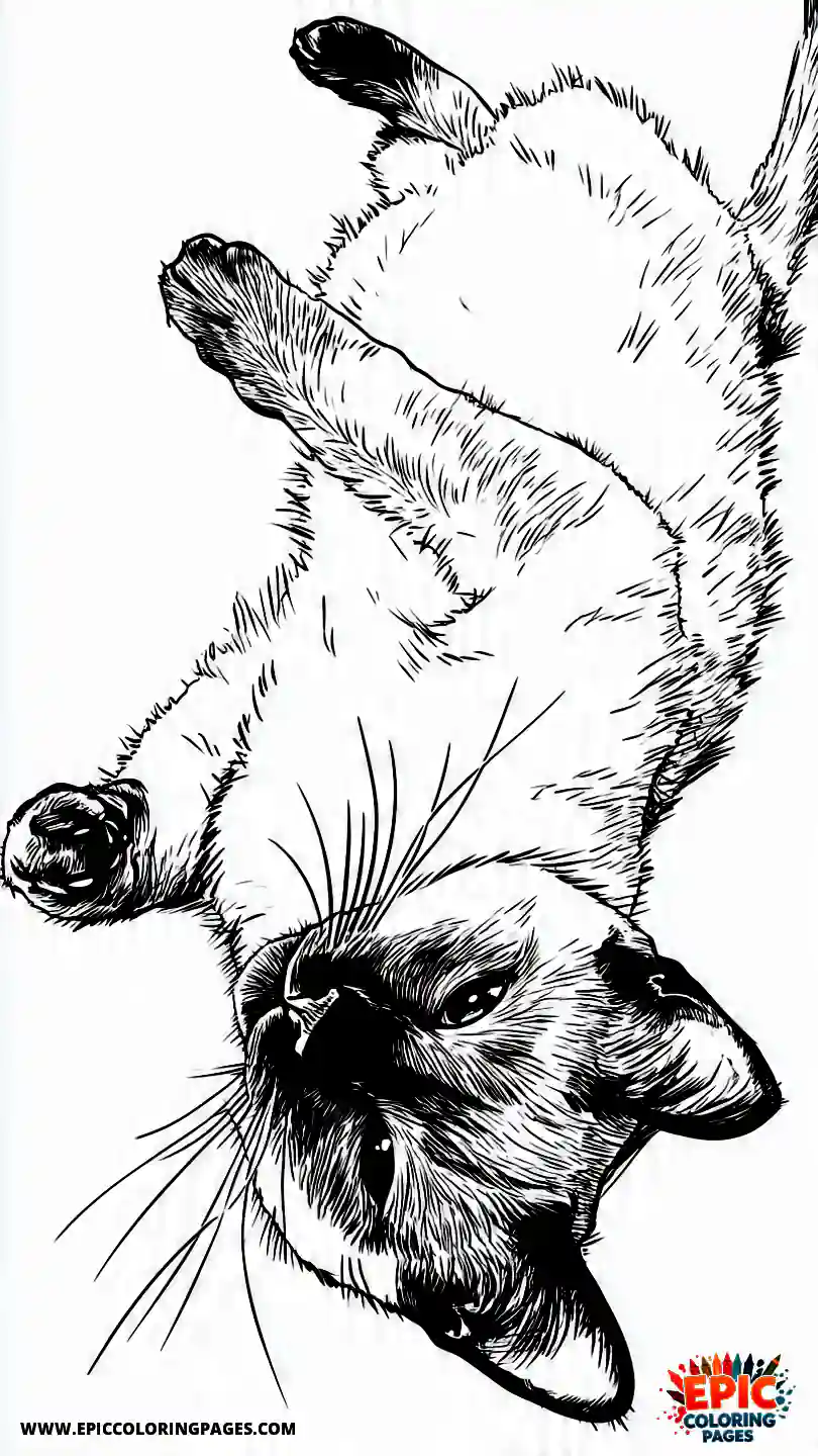 Siamese Cat Siamese cat lying on its back with paws up.
