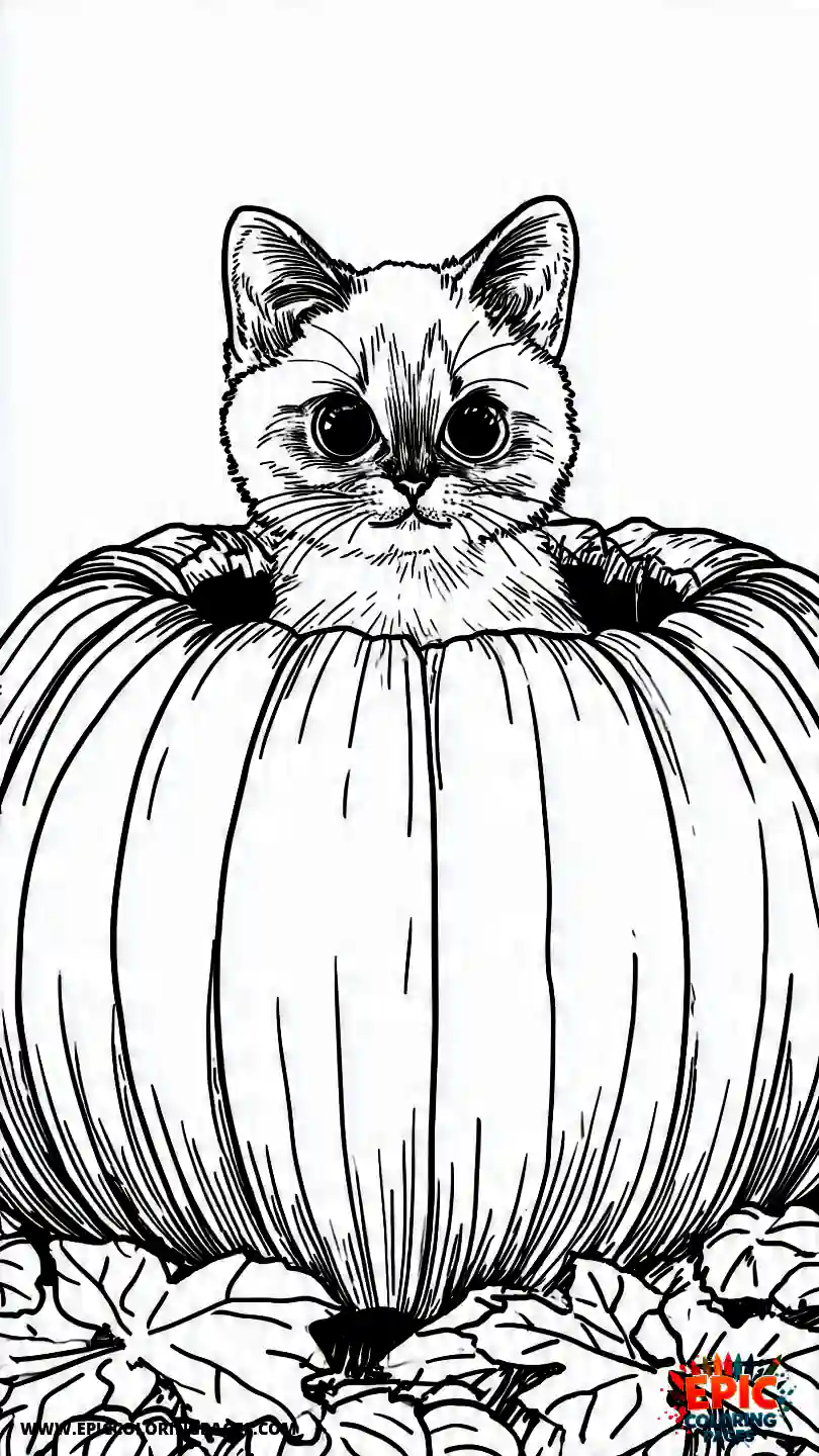 Siamese Cat The Siamese chibi cat inside a pumpkin.