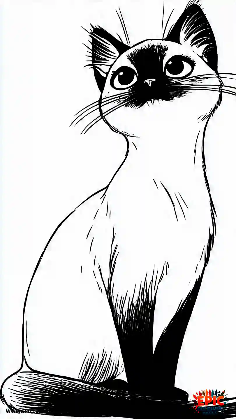 Siamese Cat Siamese cute cartoon cat sitting under sunlight.