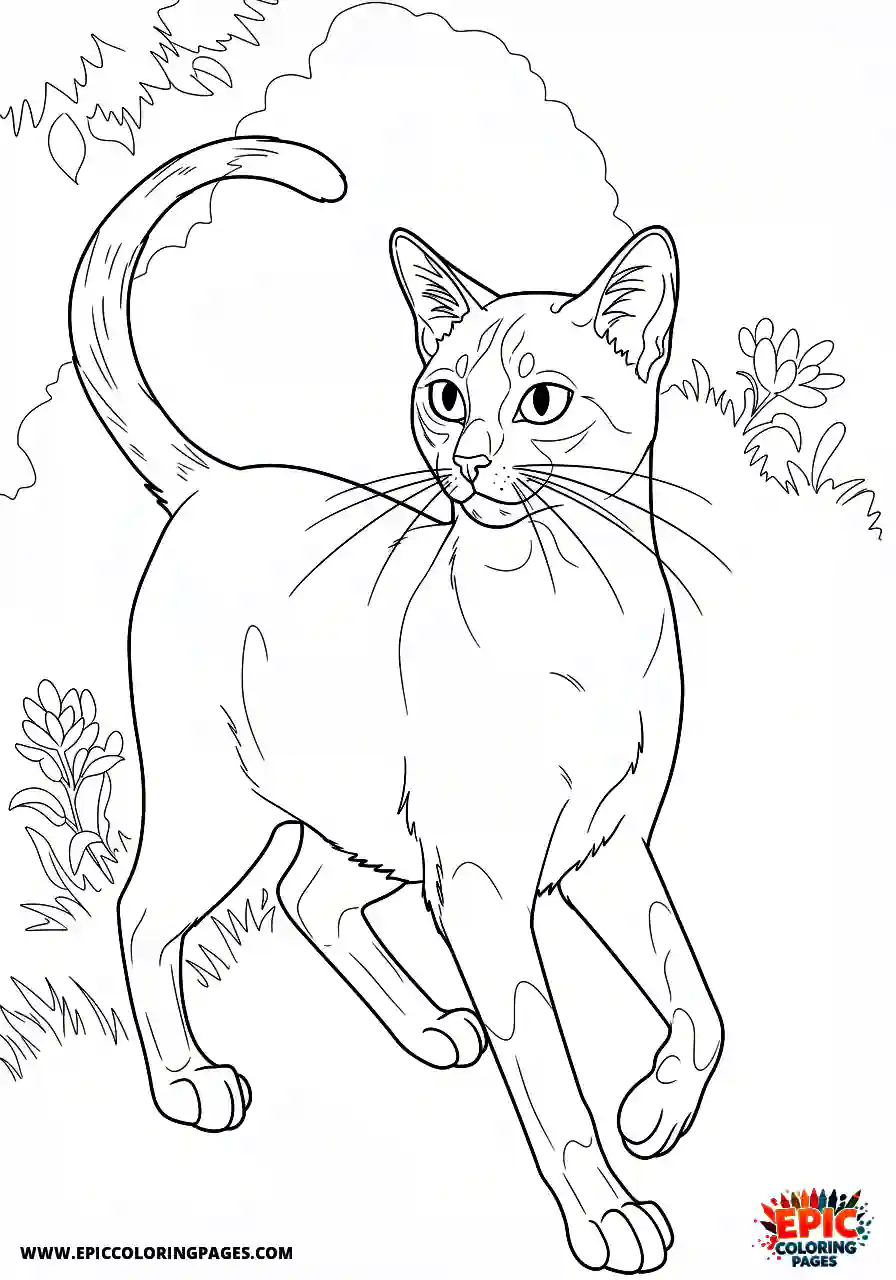 Siamese Cat Siamese manga cat in a dramatic pose in a dynamic scene.