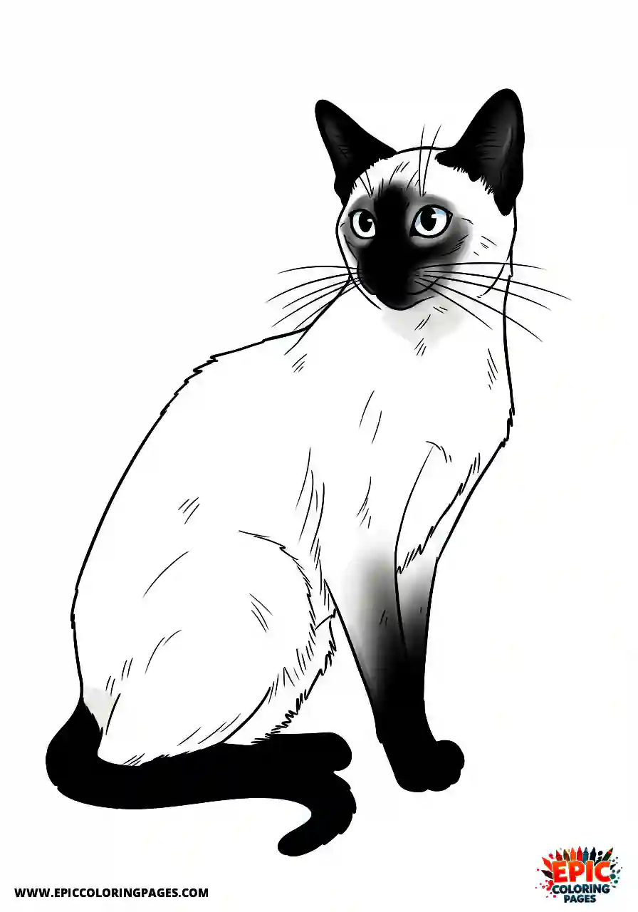 Siamese Cat Siamese manga cat in an elegant dramatic pose.
