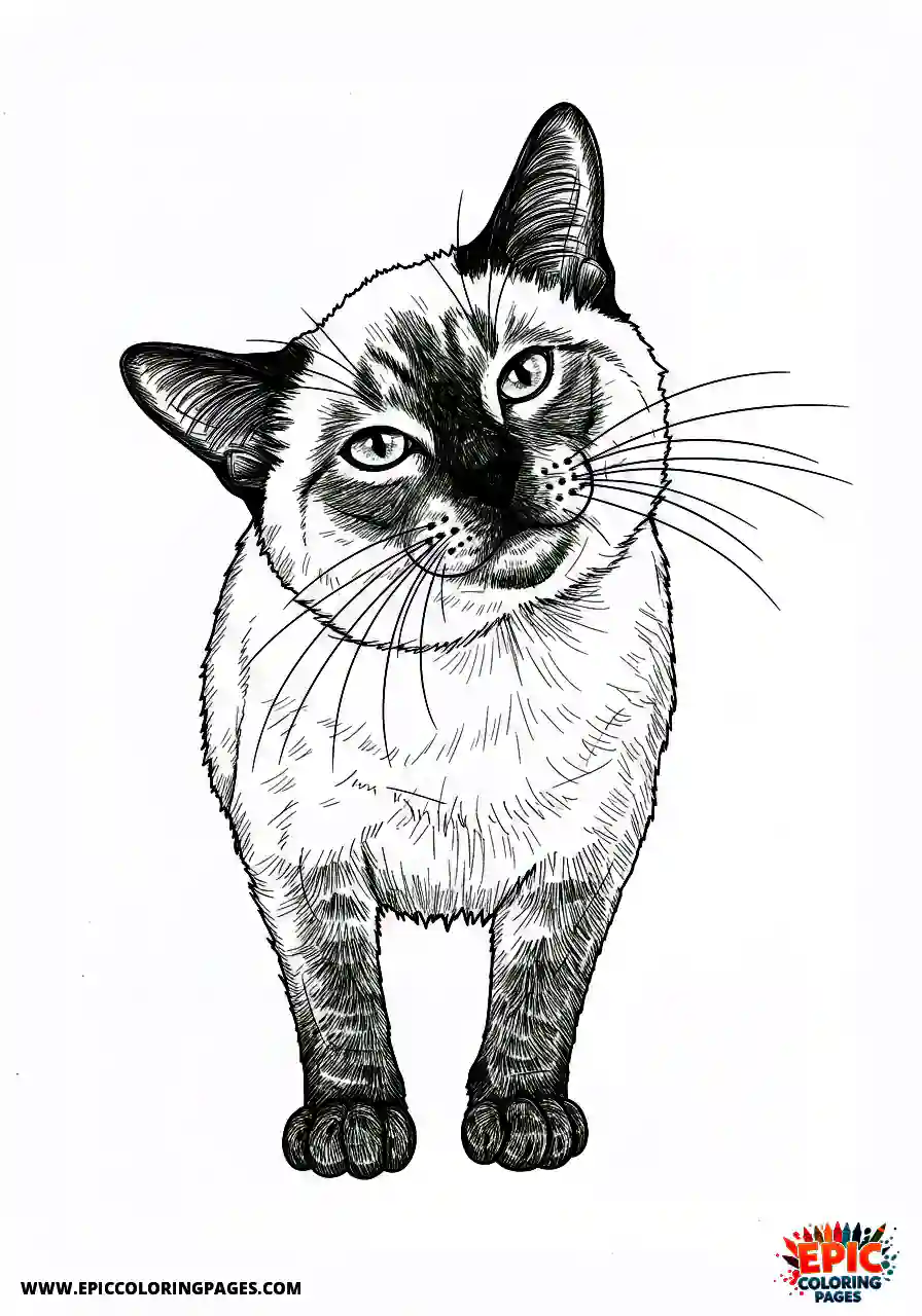 Siamese Cat The Siamese realistic cat shaking its head.