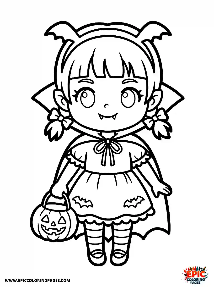 Chibi Girl Sweet chibi girl dressed up as an adorable vampire for halloween