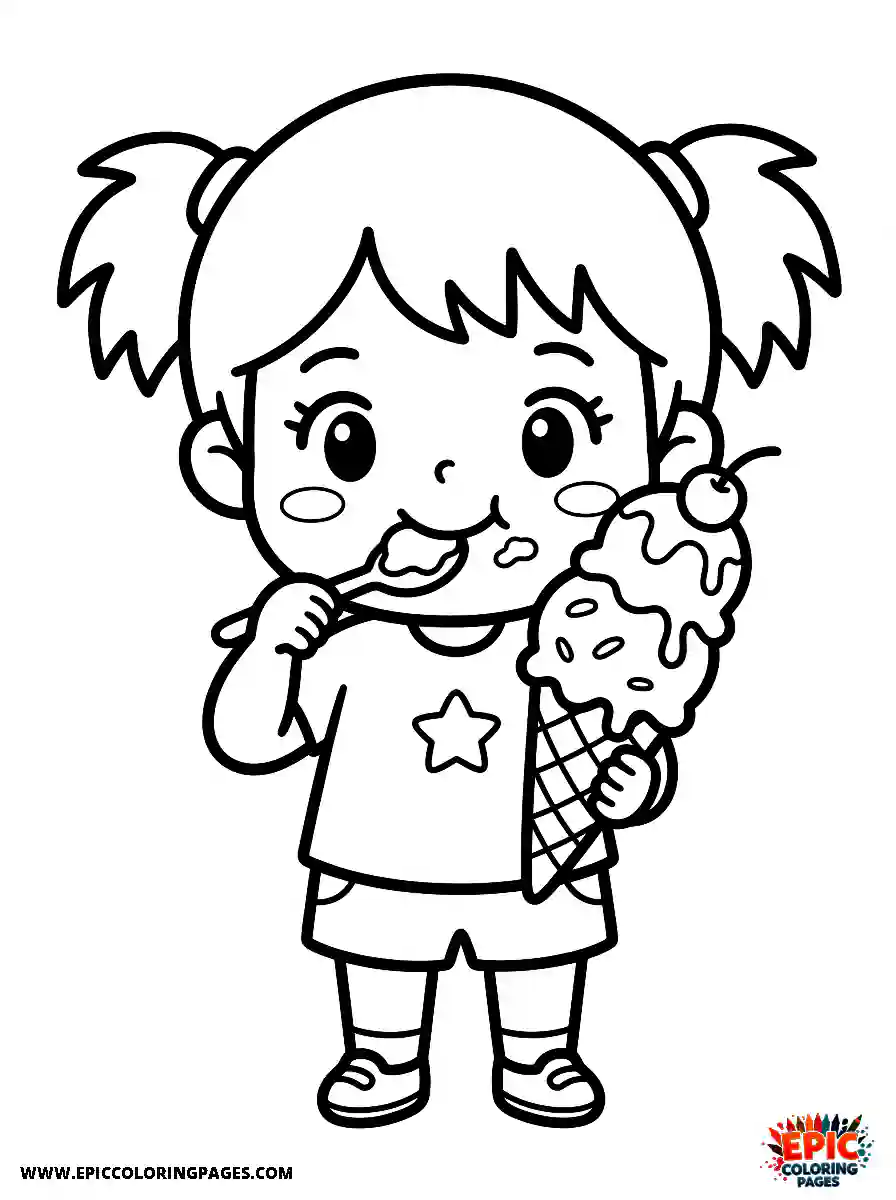 Chibi Girl Sweet chibi girl eating a delicious ice cream