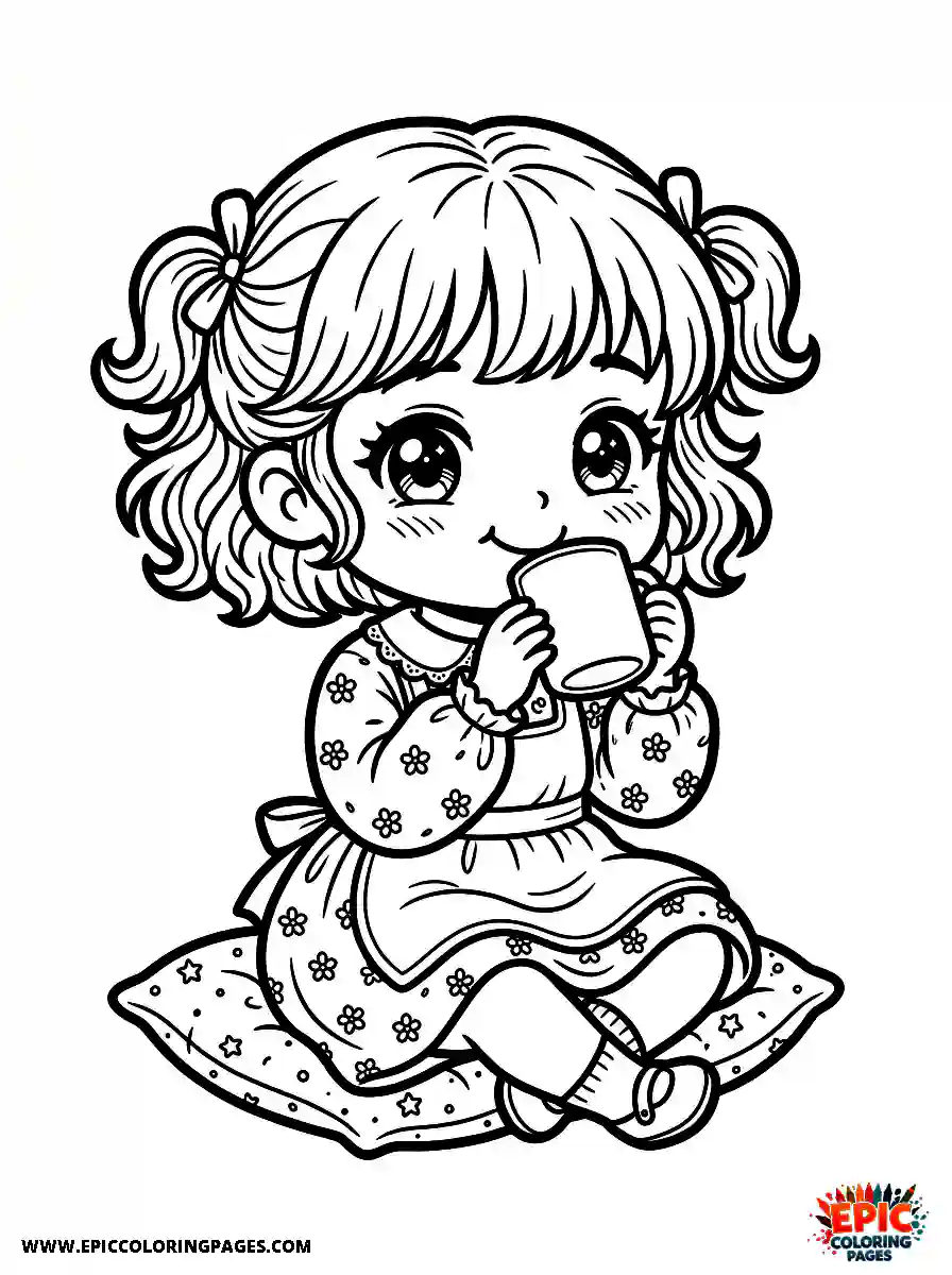 Chibi Girl Sweet chibi girl enjoying some fresh milk
