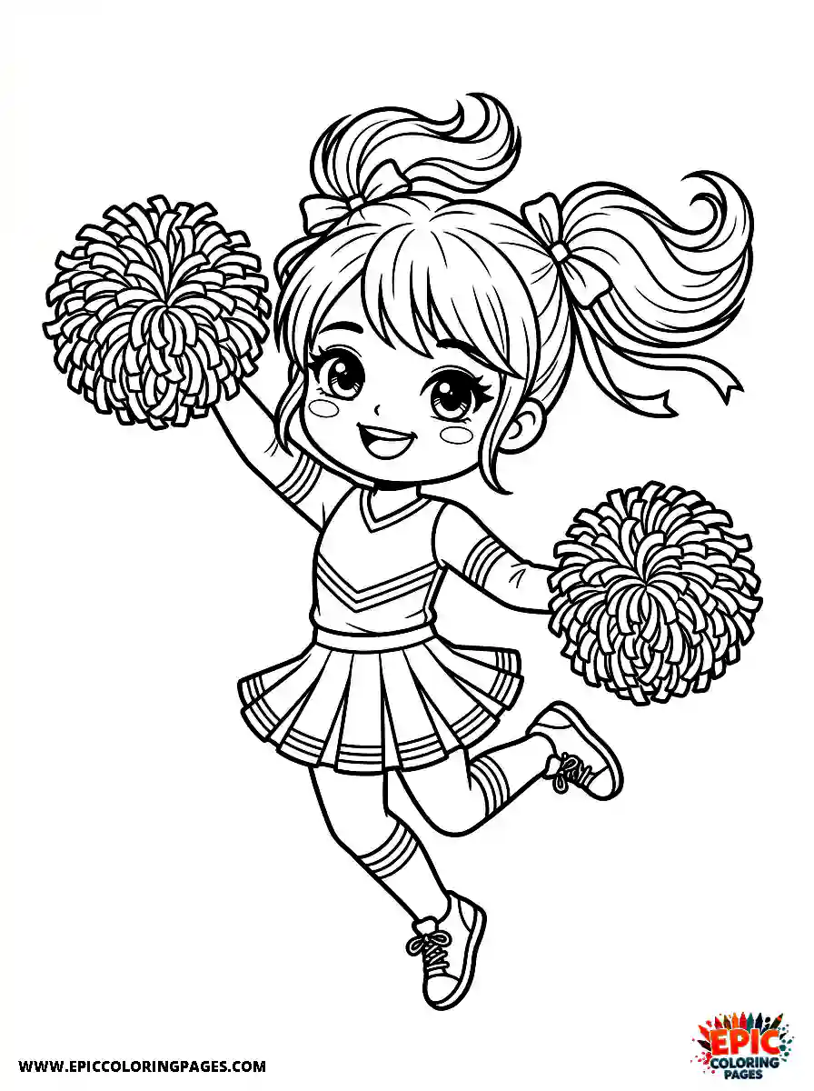 Chibi Girl Sweet chibi girl holding cheerleader pompoms