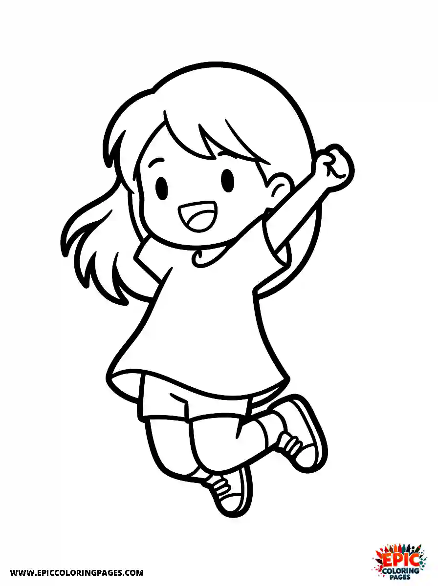 Chibi Girl Sweet chibi girl jumping high with an excited smile