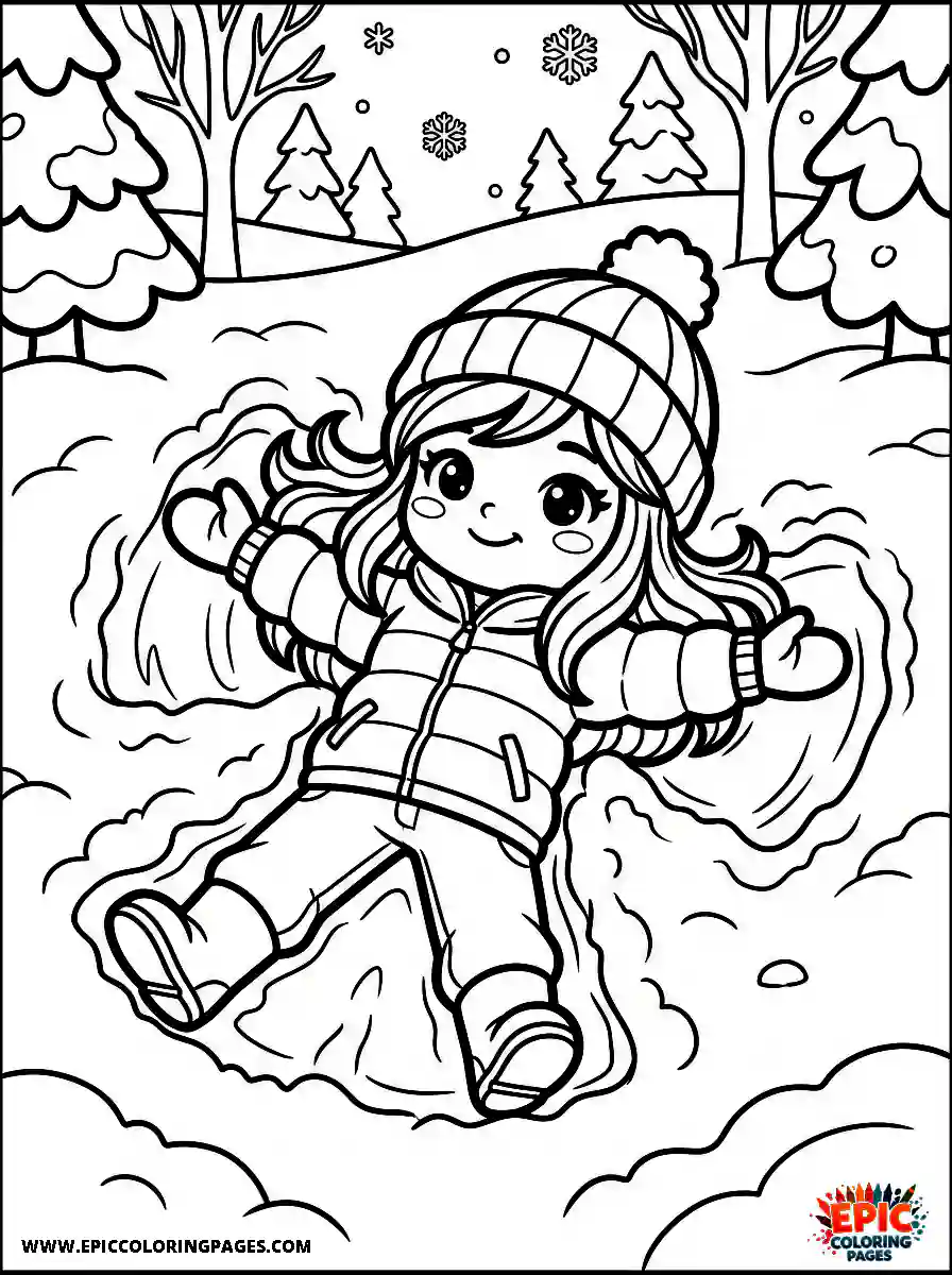 Chibi Girl Sweet chibi girl playing happily in the fresh winter snow
