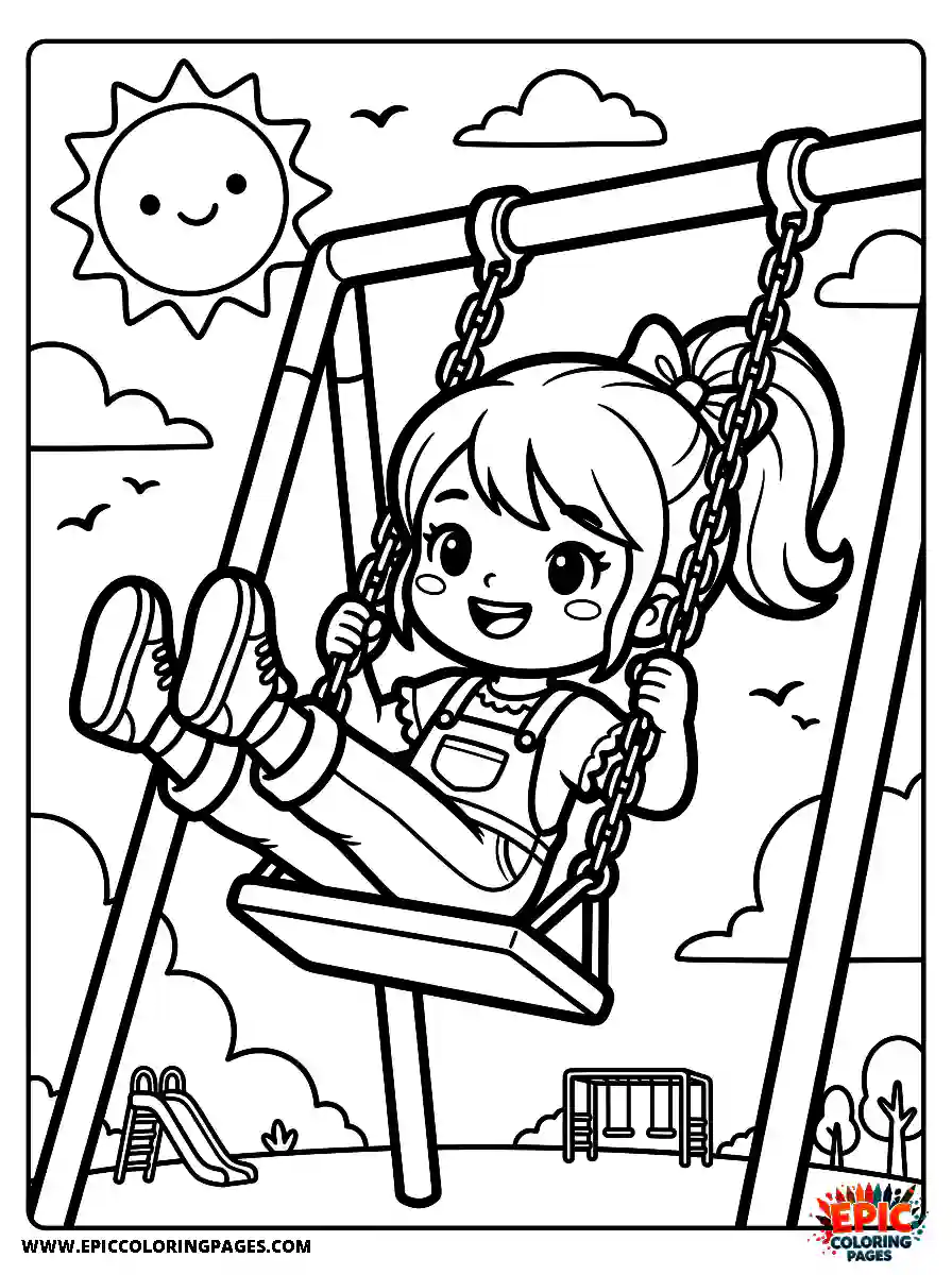 Chibi Girl Sweet chibi girl playing on a swing set