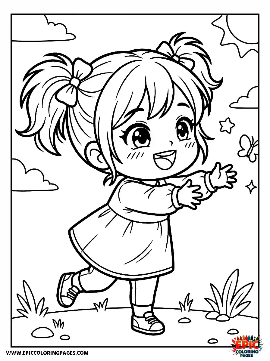 Chibi Girl Sweet chibi girl reaching out with a joyful expression