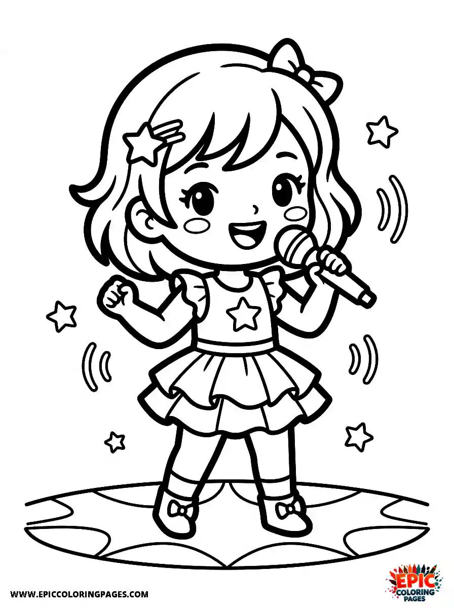 Chibi Girl Sweet chibi girl singing into a microphone