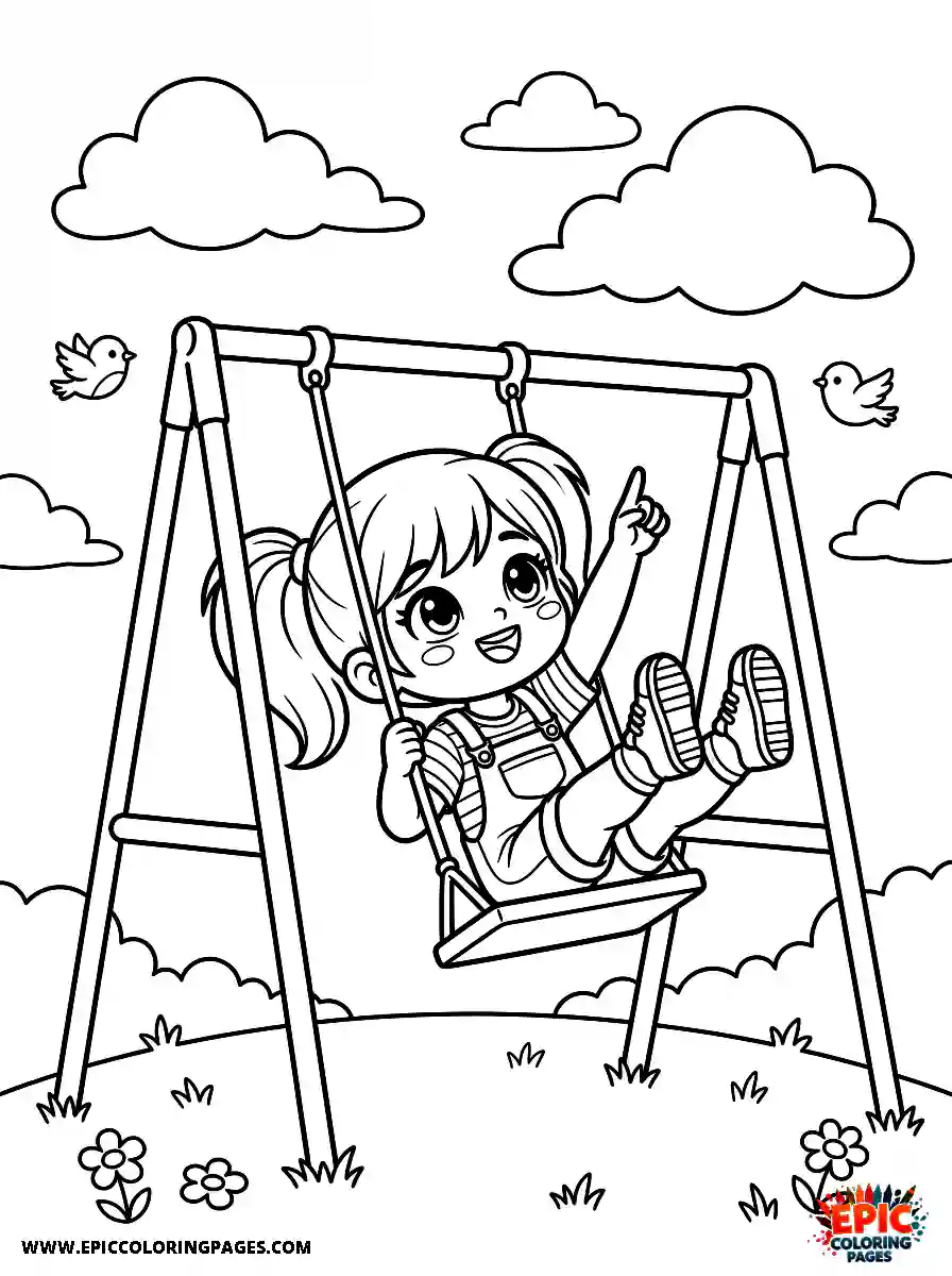 Chibi Girl Sweet chibi girl swinging high on a swing set