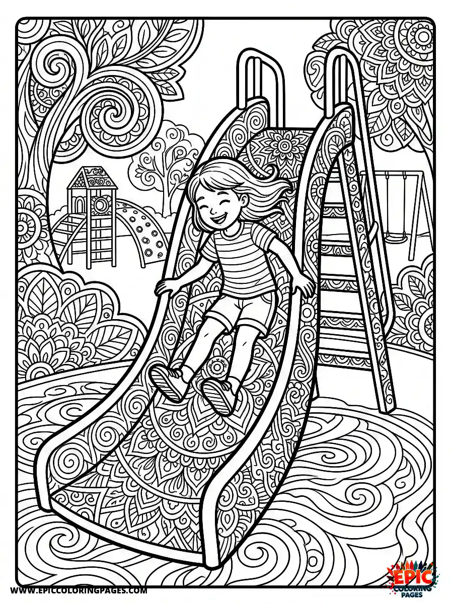 Mandala Girl Young mandala girl having fun on a slide at the playground