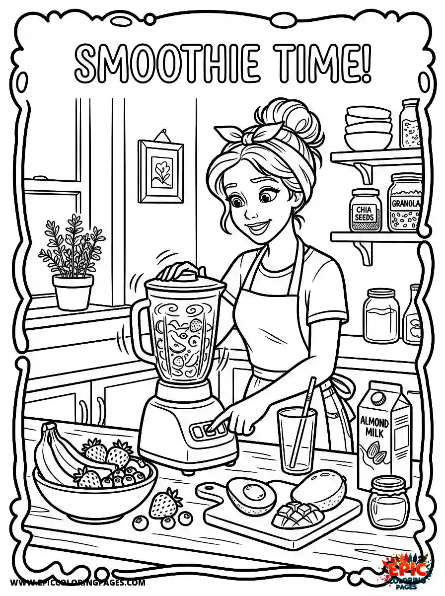 2D Disney Style Girl 2d disney style girl blending fruit smoothie