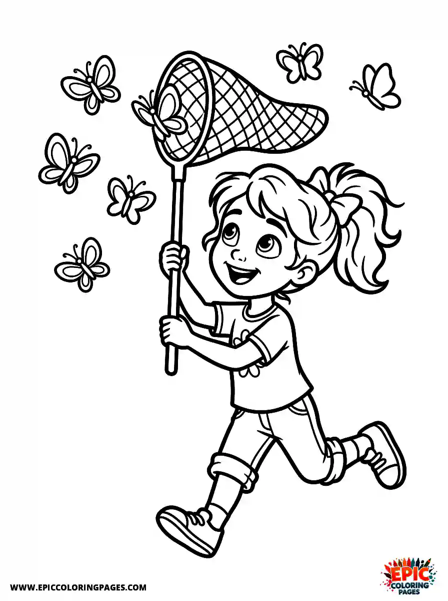 2D Disney Style Girl 2d disney style girl catching butterflies with net
