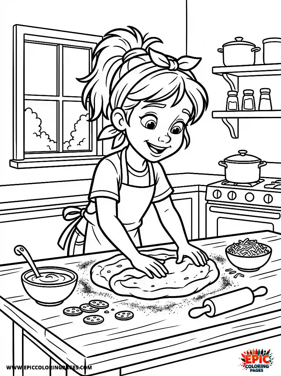 2D Disney Style Girl 2d disney style girl cooking homemade pizza