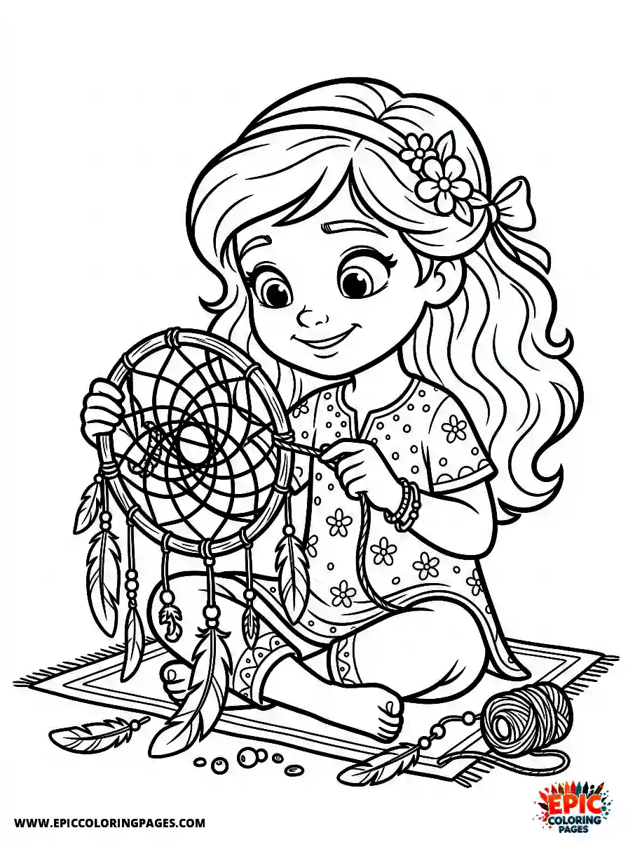 2D Disney Style Girl 2d disney style girl crafting dream catcher