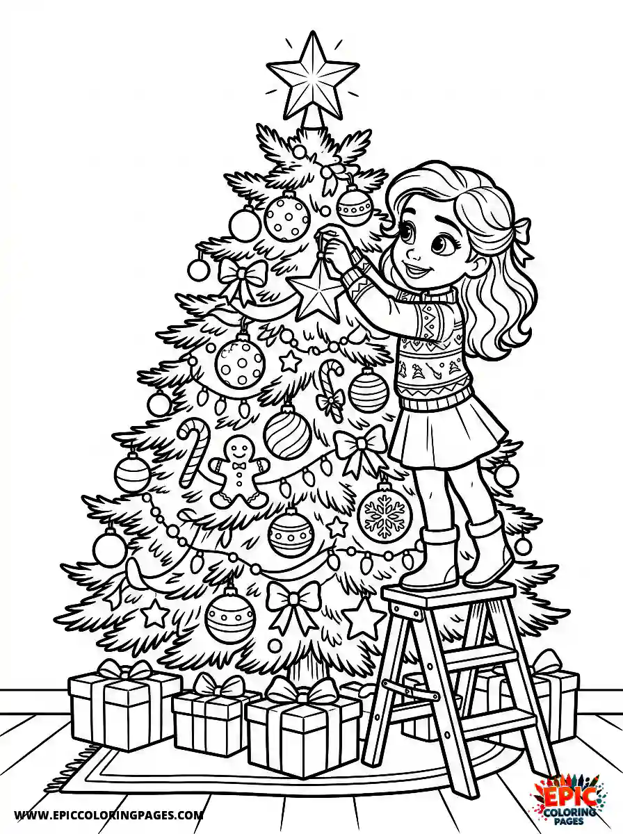 2D Disney Style Girl 2d disney style girl decorating christmas tree