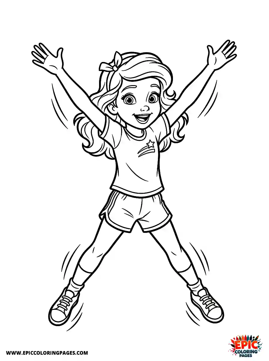 2D Disney Style Girl 2d disney style girl doing jumping jacks exercise