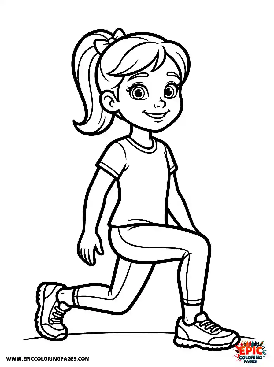 2D Disney Style Girl 2d disney style girl doing lunges workout routine