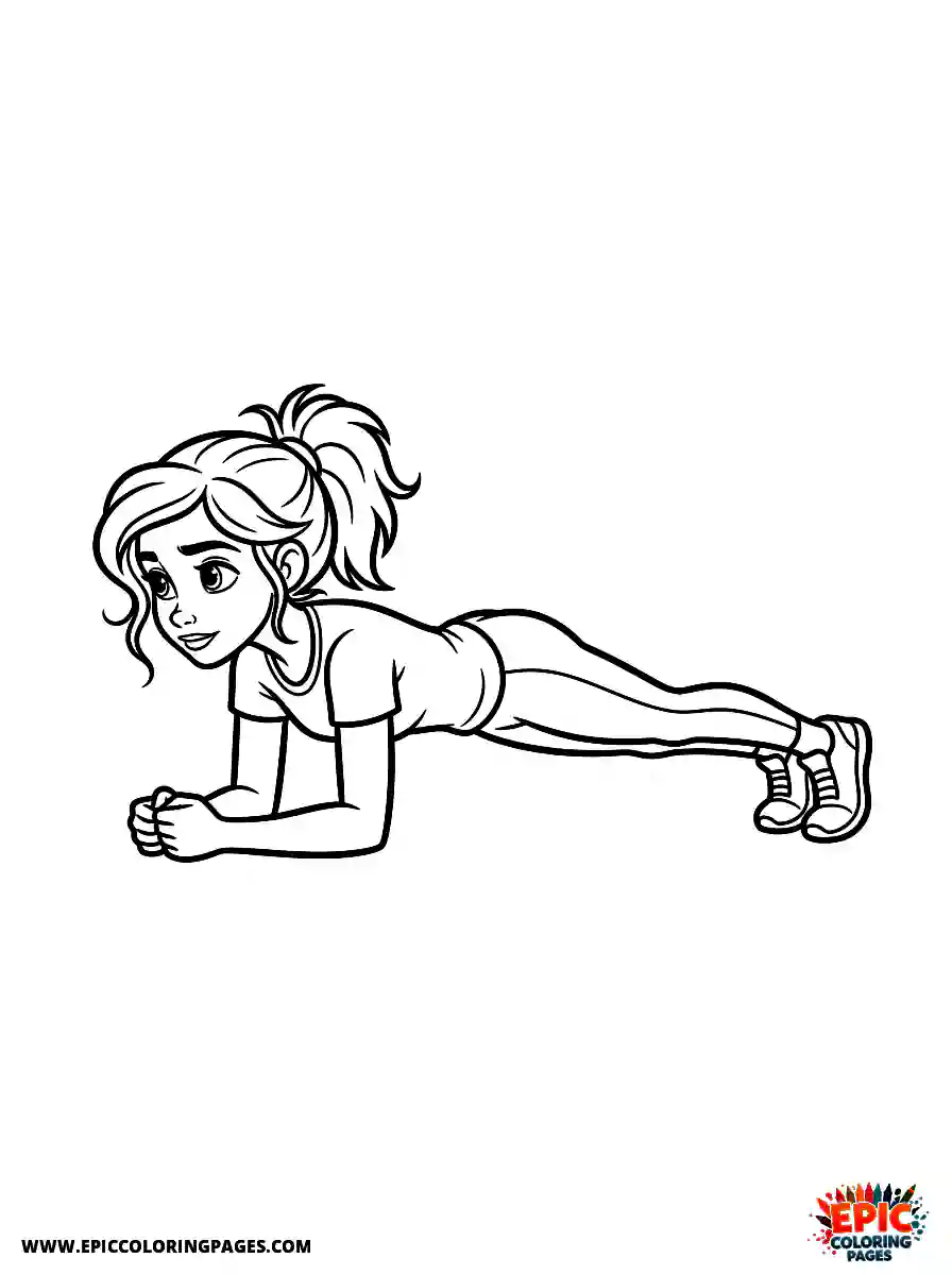 2D Disney Style Girl 2d disney style girl doing plank fitness exercise