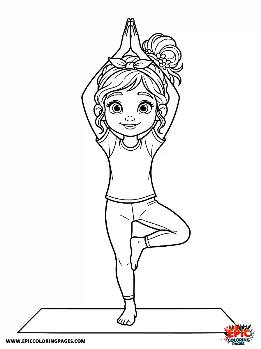 2D Disney Style Girl 2d disney style girl doing yoga at home