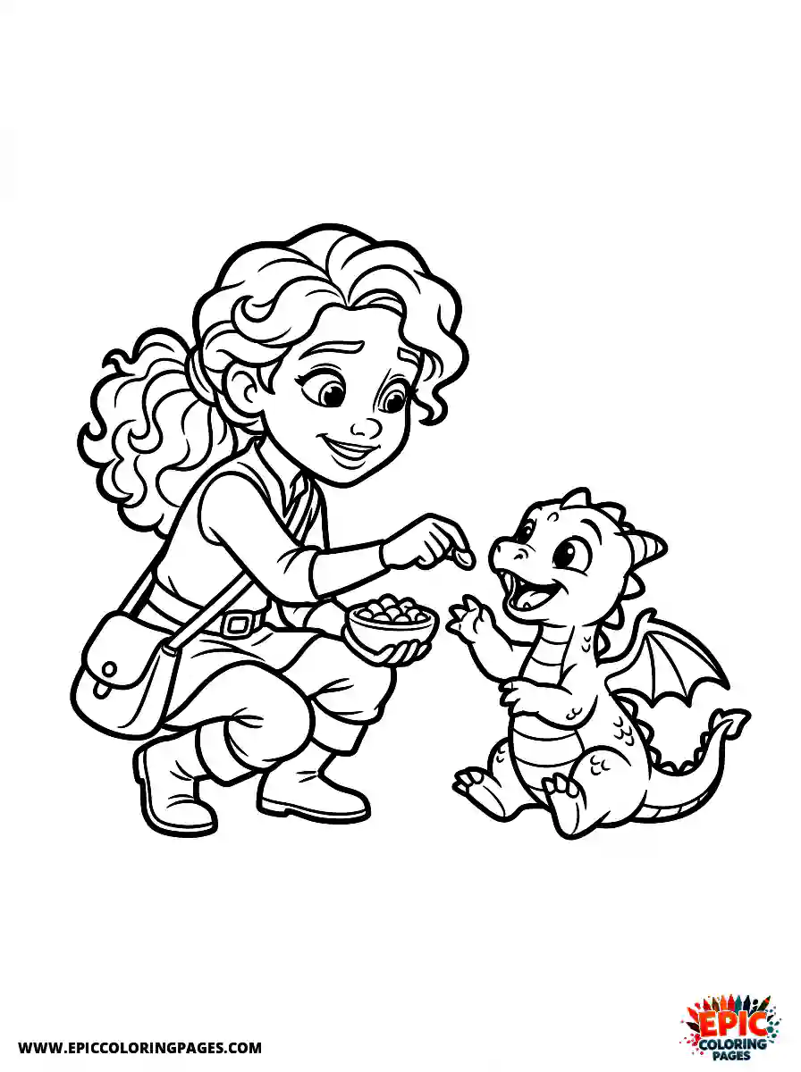 2D Disney Style Girl 2d disney style girl dragon trainer feeding baby dragon in cave