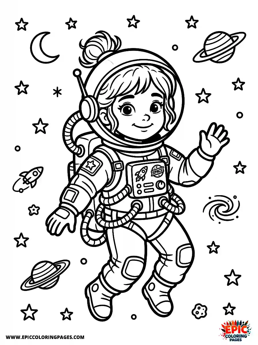 2D Disney Style Girl 2d disney style girl dressed as astronaut in space suit