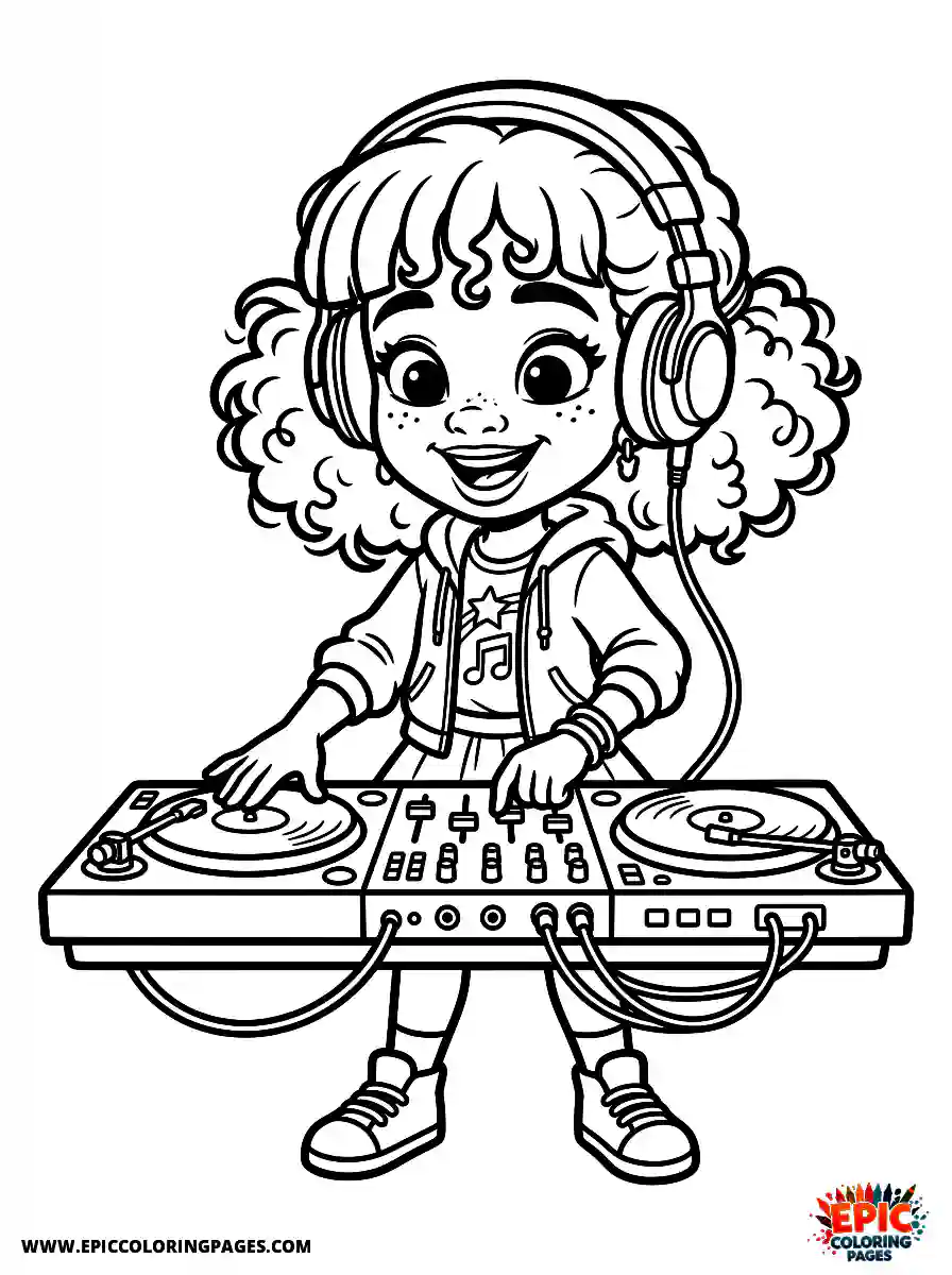 2D Disney Style Girl 2d disney style girl dressed as dj with headphones