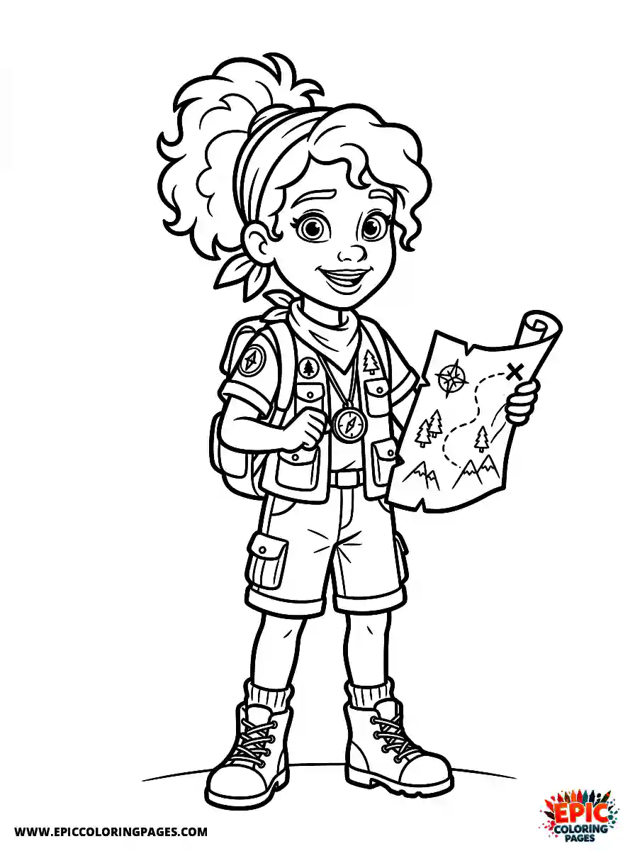 2D Disney Style Girl 2d disney style girl dressed as explorer holding map