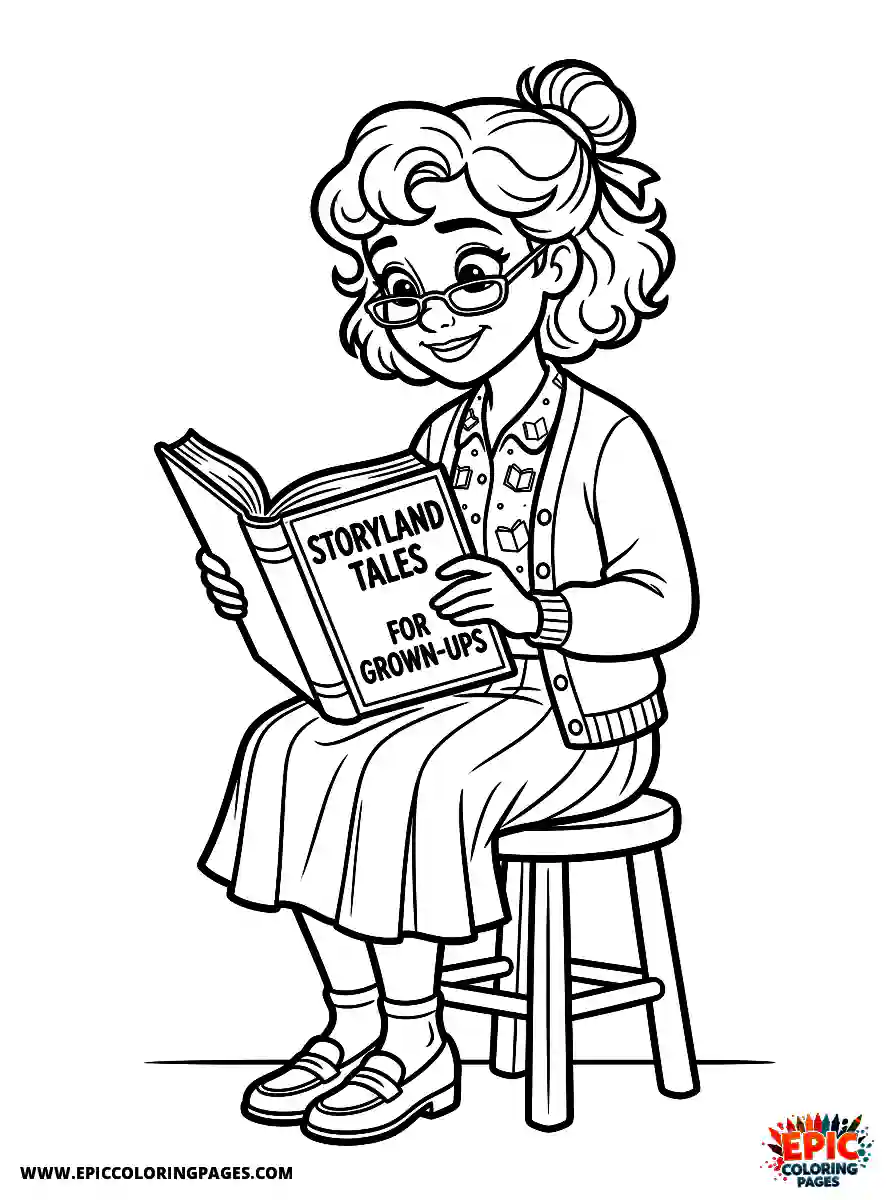 2D Disney Style Girl 2d disney style girl dressed as librarian reading book