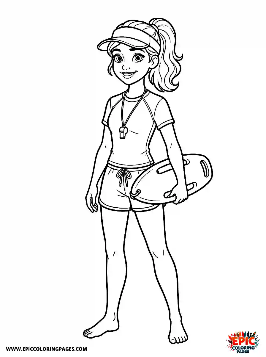 2D Disney Style Girl 2d disney style girl dressed as lifeguard at pool