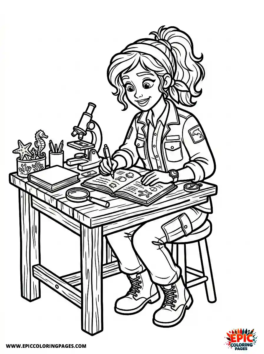 2D Disney Style Girl 2d disney style girl dressed as marine biologist studying