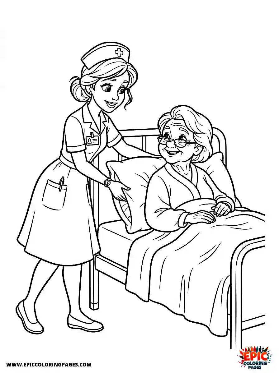 2D Disney Style Girl 2d disney style girl dressed as nurse helping patient