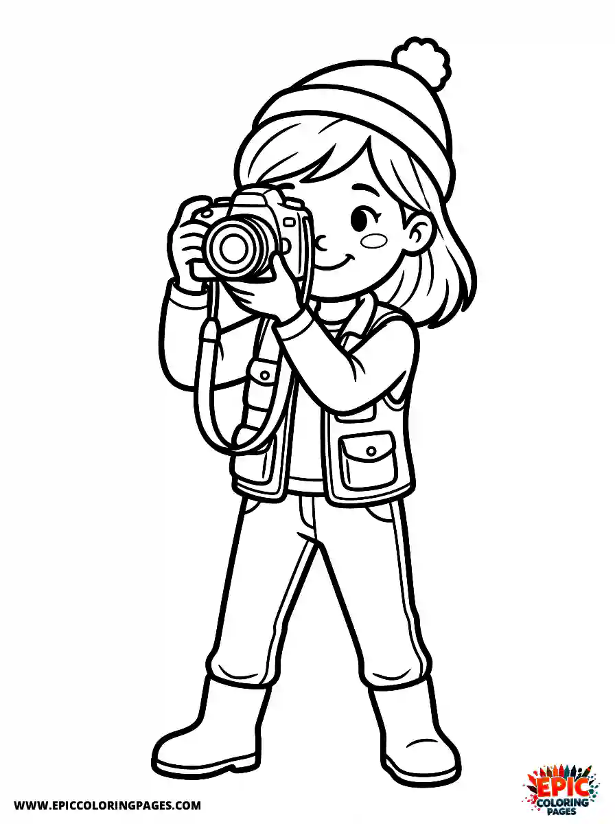 2D Disney Style Girl 2d disney style girl dressed as photographer taking pictures